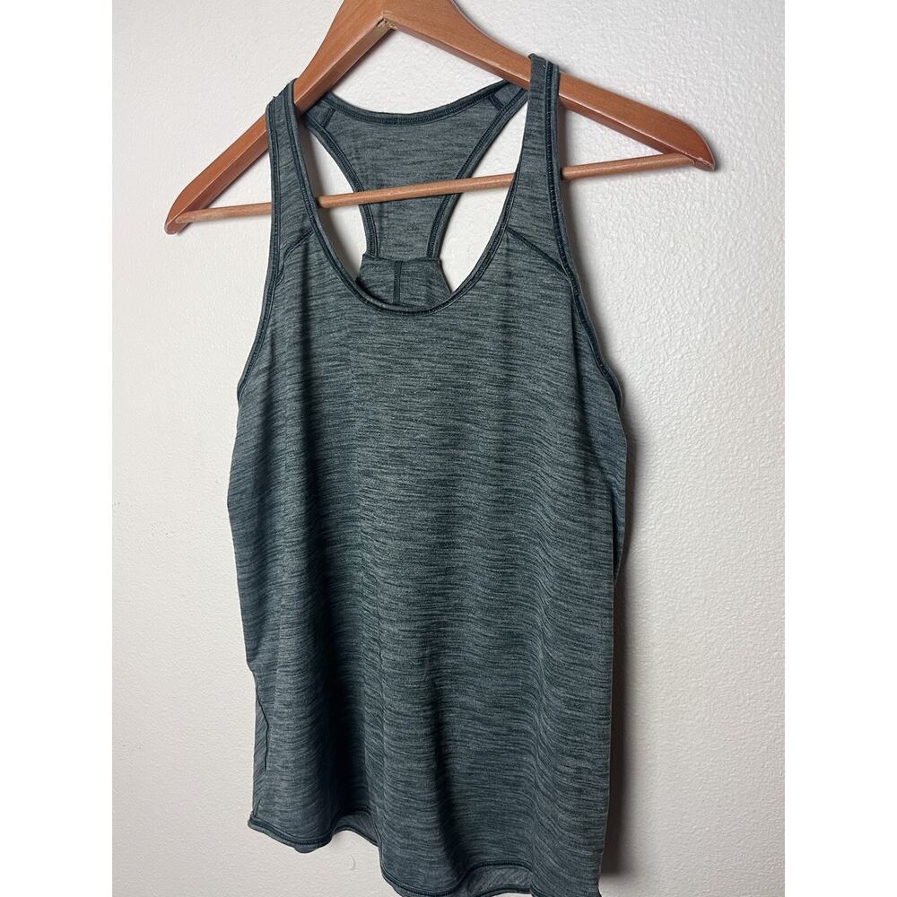 Lululemon Twist Back Racerback Tank Top Heathered Teal Blue Women’s Sz Medium - Picture 2 of 5